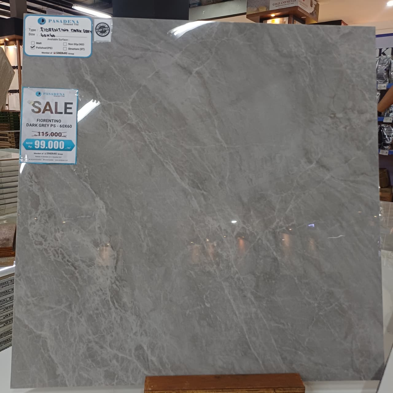 PASADENA FIORENTINO DARK GREY POLISH 60x60